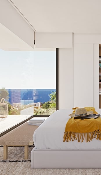 Large windows overlooking the sea